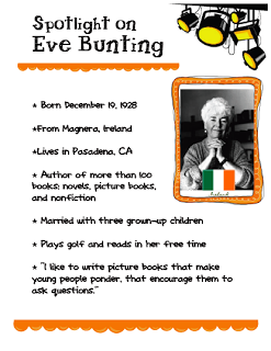 Eve Bunting Author Study- The Memory String - One Extra Degree